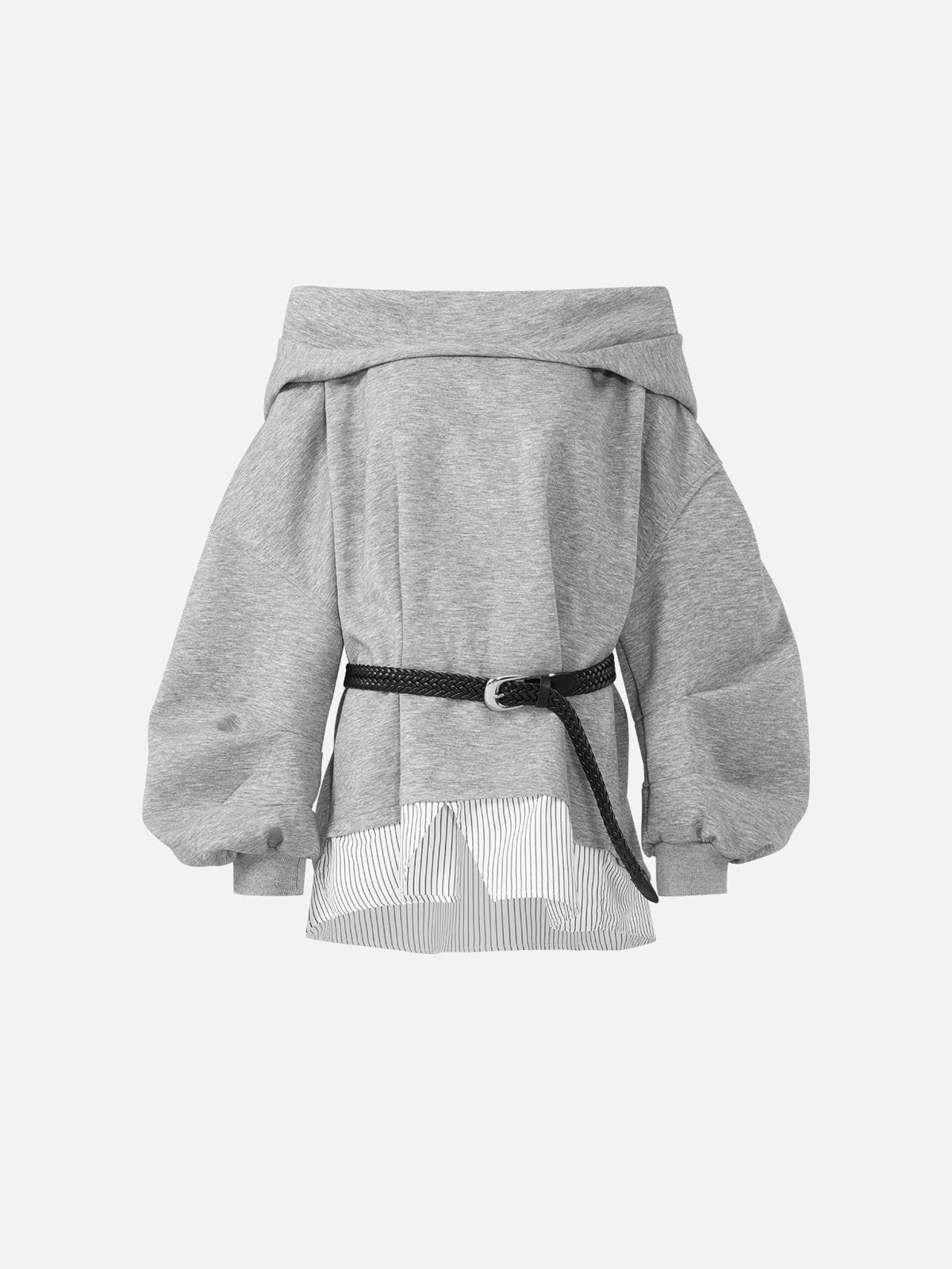 Aelfric Eden Belted Off-The-Shoulder Pullover Hoodie